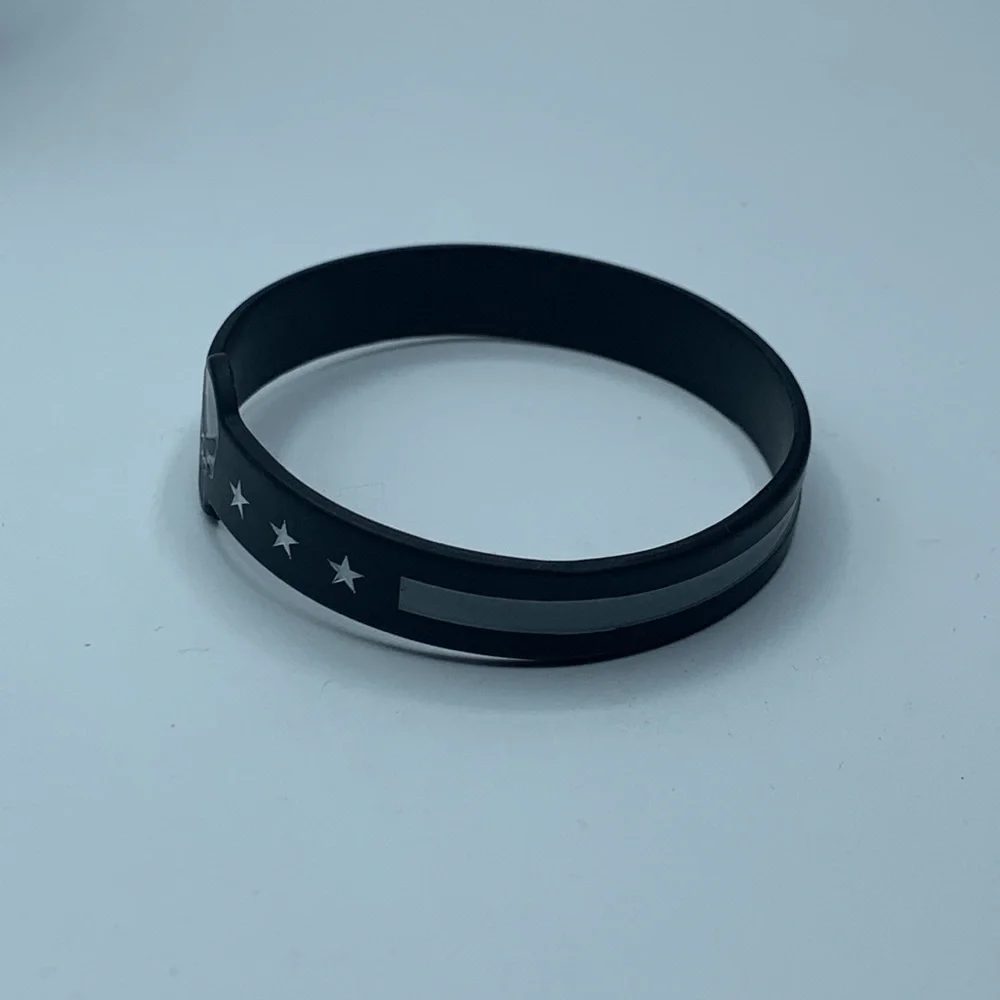 Punisher Thin Silver Gray Line Bracelet Wristband Correctional Officers